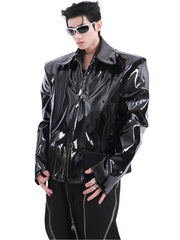 Men's Shiny Faux Leather Biker Jacket | Luxury Streetwear