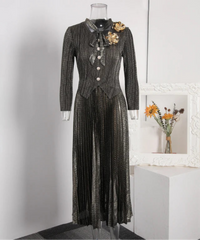 Luxury Floral Plissé Dress