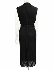 Fringe Plissé Longline Vest