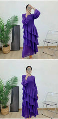 Elegant Ruffled Pleated Dress