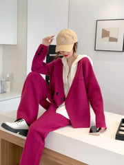 Women's Cozy Luxe Knitted Two Piece Loungewear Set