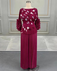 2-Piece Plissé Palazzo Set