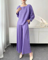 2-Piece Airy Plissé Trouser Set