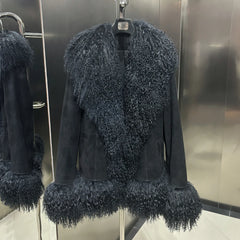 Suede Leather Jacket with Genuine Fur