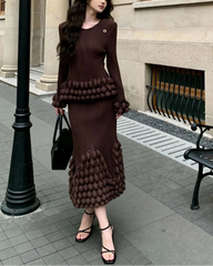 2-Piece Bubble Pleated Skirt Set