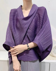 Luxury Overlap Draped Plissé Top