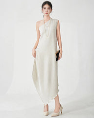 One-Shoulder Pleated Dress