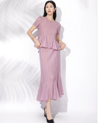 Pleated Pearl Peplum Skirt Set
