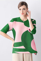 Luxury Pleated 3/4 Sleeve Blouse
