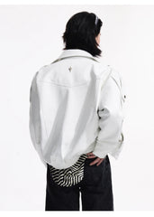 Men's Biker White Vegan Leather Jacket