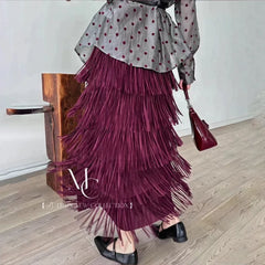 Luxury Tassel Midi Skirt