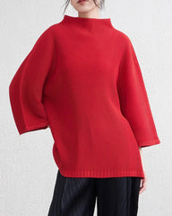 Elegant Mock-Neck Pleated Top