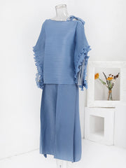 Plissé Pleated Dramatic Sleeve Top & Pants