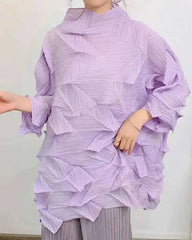 Oversized Pleated Plissé Top