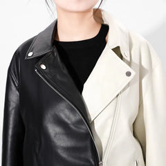 Monochromatic Supreme Black & White PU Leather Biker Jacket