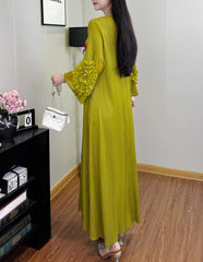 Luxe Flower Print Plisse Dress