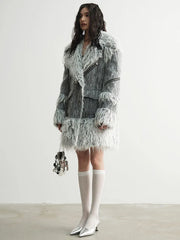 Women's Luxe Gray Oversized Faux Fur Coat – Elegant Comfort