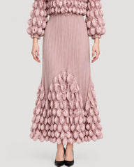 3D Bubble Plissé Midi Skirt