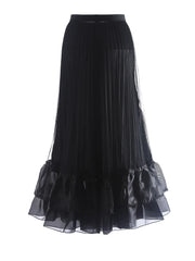 Luxury Pleated Tulle Maxi Skirt