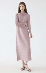 Luxe Pleated Mock Neck Dress