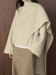 Wool-Blend Draped Cape Coat