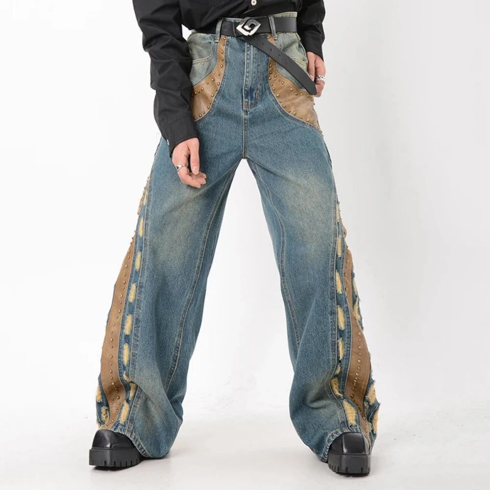 Men's Luxe Faux Leather Baggy Jeans