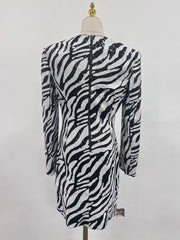 Luxe Zebra Sequin Long Sleeve Mini Dress