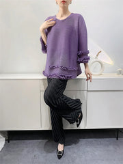 Ruffle Fully-Pleated Top