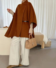 Luxury Wool-Blend Poncho Coat