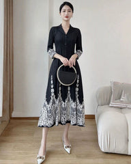 Petite Plissé Button-Front Dress