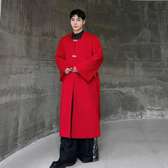 Men's Signature Red Wool-Blend Overcoat