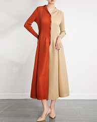 Luxury Plissé Midi Shirt Dress