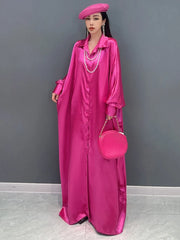 HEYFANCYSTYLE Hot Pink Oversized Batwing Dress