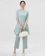 Mock Neck Pleated Tunic Top
