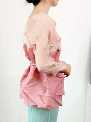 Luxury Pleated Geometric Top