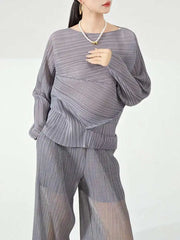 Pleated Relaxed Boat Neck Top