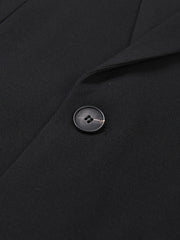 Effortless Elegance Loose Fit Black Luxe Zipper Blazer Coat