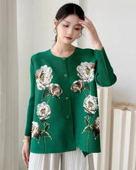 Luxury Pleated Floral Blouse