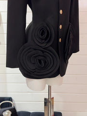 Designer Slim-Fit Rosette Jacket Blazer