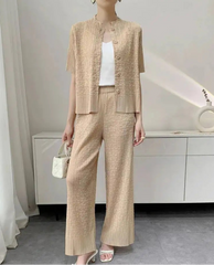Luxury Pleated Wide-Leg Set