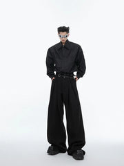 Designer Black Baggy High-Waist Pants