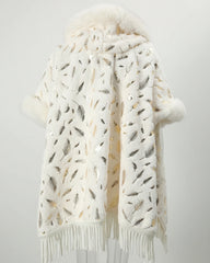 Luxury Fringe Cape with Fur Trim