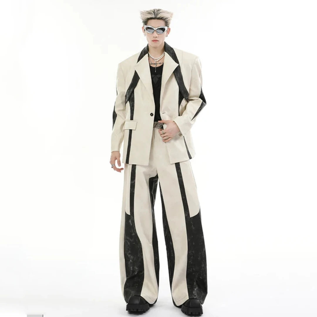 Men's 2-Piece Loose Fit Suede Suit Set