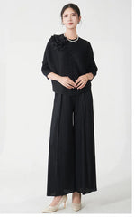 Truly Plissé Floral Blouse Top  & Pant Set