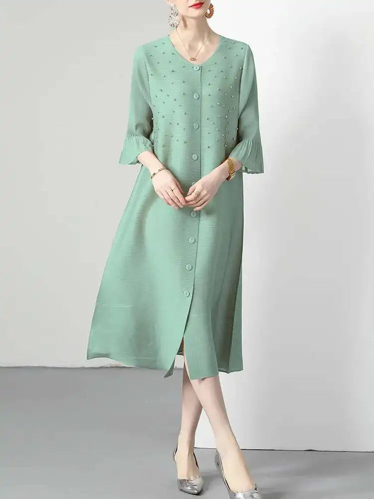 Premium Pleated Blouse Dress