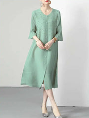 Premium Pleated Blouse Dress