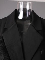 Luxe Feather & Bead Oversized Blazer