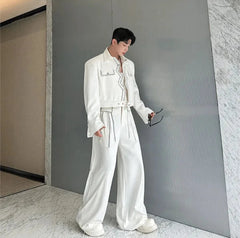 Men's 2 Piece Cropped Jacket + Pants Suit Set