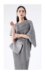 Plissé Pleated Midi Dress & Shawl