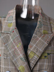 Oversized Modern Plaid Art Blazer